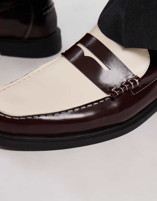 ASOS DESIGn – Penny-Loafer in Burgunderrot und Cremeweiß, 2 von 4
