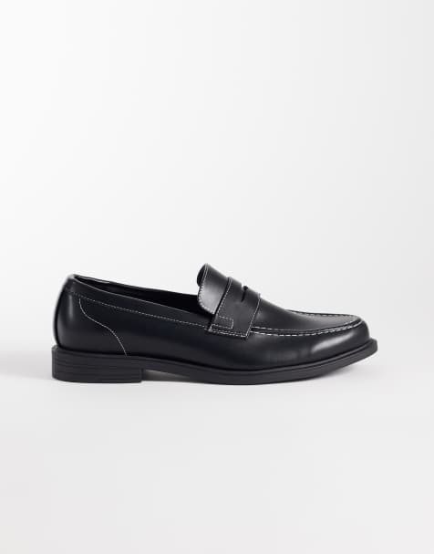 ASOS DESIGN – Penny-Loafer in Schwarz mit Kontrastnaht - view 1