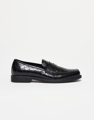Penny-Loafer in Schwarz mit Webmuster Schwarz 44.5