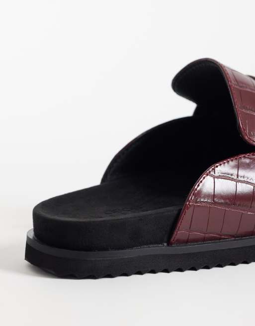 ASOS DESIGN penny loafer muiltjes in bordeauxrood croco, 3 van 5