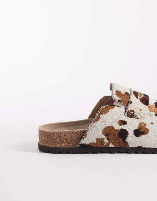 ASOS DESIGN penny loafer mules in cow print, 4 of 4
