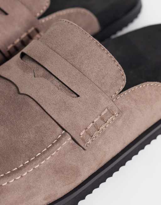 ASOS DESIGN penny loafer mules in light mocha, 3 of 4