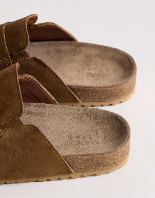 ASOS DESIGN penny loafer mules in tan suede, 3 of 4