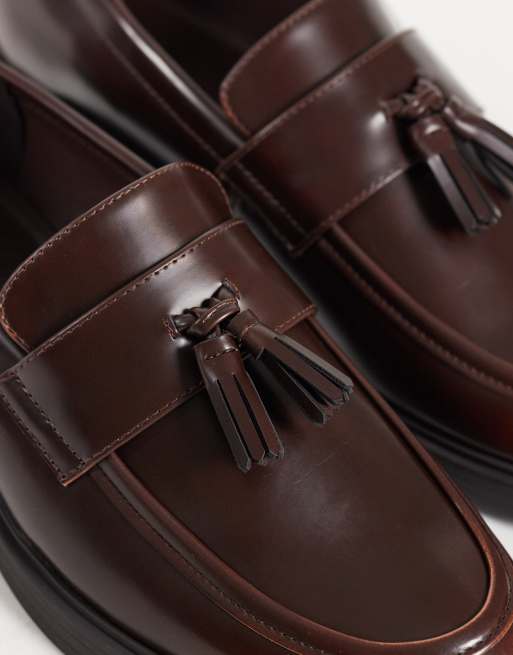 ASOS DESIGN penny loafer with tassel in brown, 3 of 5