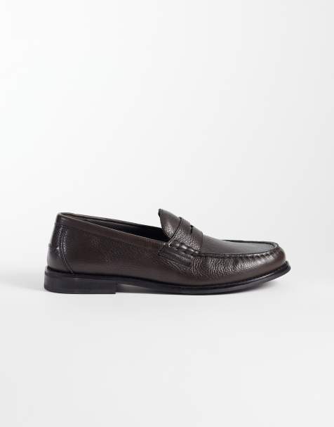 ASOS DESIGN penny loafers i brunt tumlat läder - view 1