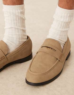 Asos Design Penny Loafers In Neutral