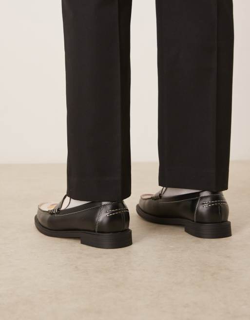 ASOS DESIGN – Svarta och vita pennyloafers med tryck