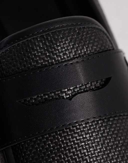 ASOS DESIGN penny loafers in black embossed texture, 3 of 4