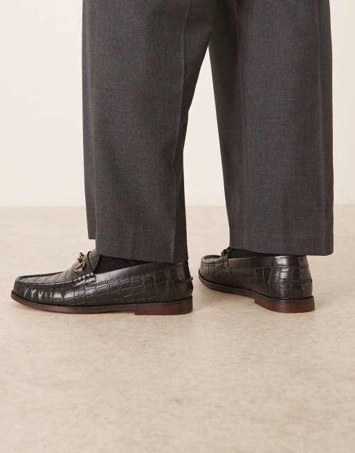 ASOS DESIGN penny loafers in black leather with snaffle, 2 of 4