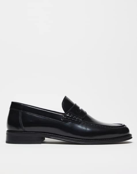 ASOS DESIGN penny loafers in black leather - view 1