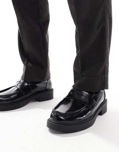 ASOS DESIGN penny loafers in black patent - view 1