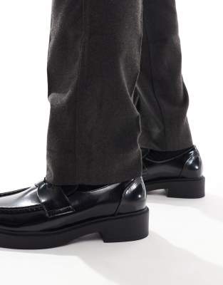 ASOS DESIGN penny loafers in black patent