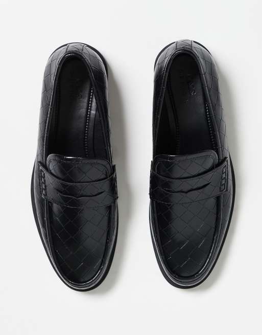ASOS DESIGN penny loafers in black weave, 3 of 3