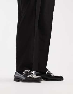  penny loafers  with faux zebra apron