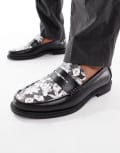 [ASOS DESIGN] ASOS DESIGN penny loafers in black with floral apron 42 BLACK