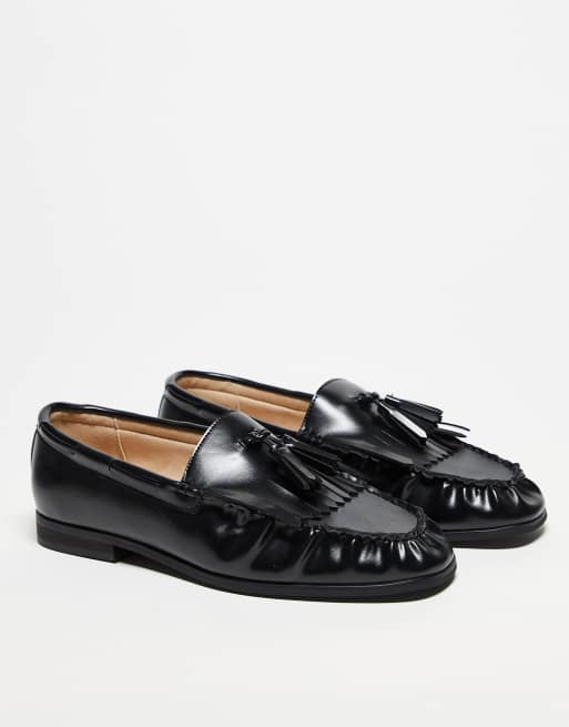 ASOS DESIGN - Sorte penny-loafers med frynser