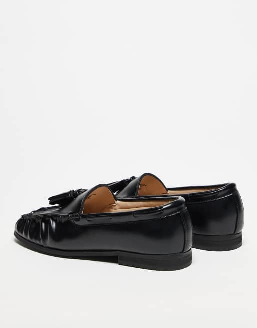 ASOS DESIGN - Sorte penny-loafers med frynser