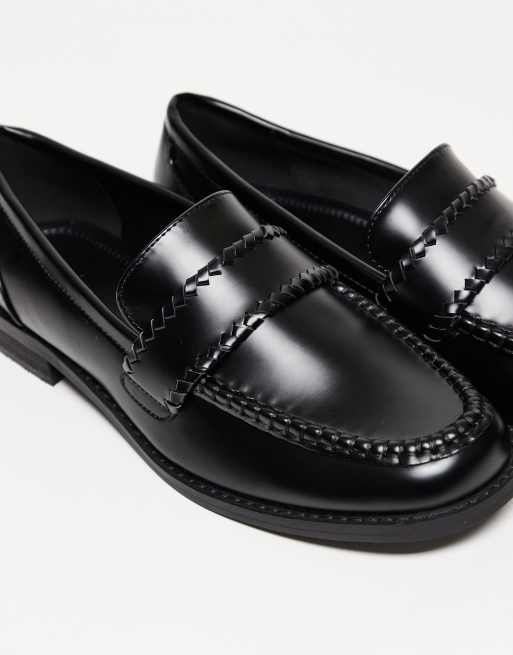 ASOS DESIGN penny loafers in black with weave detail, 2 of 3