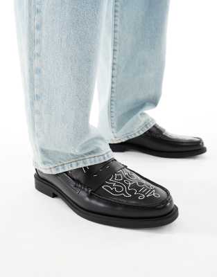 Asos Design Penny Loafers In Black