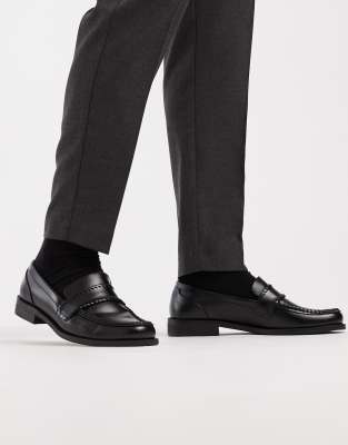 Asos Design Penny Loafers In Black