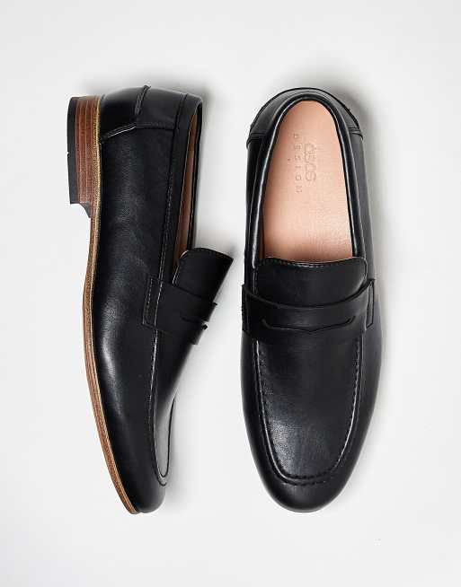 ASOS DESIGN penny loafers in black