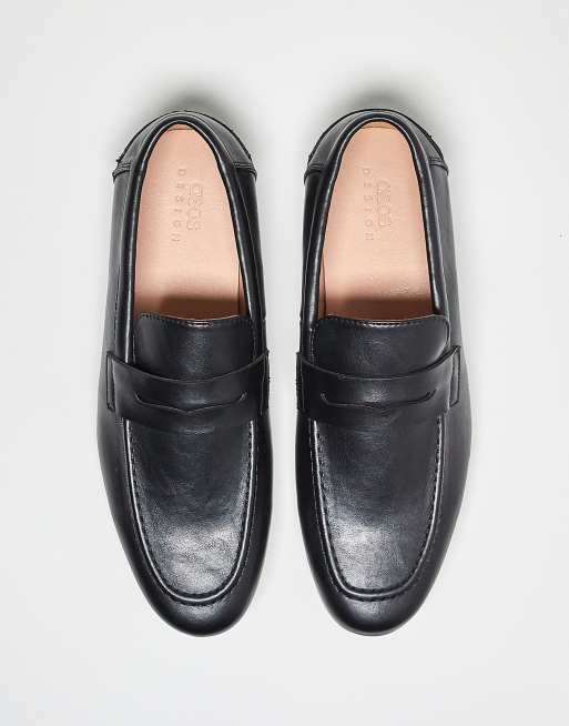 ASOS DESIGN penny loafers in black