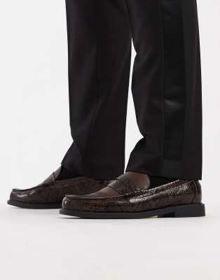 Asos Design Penny Loafers In Brown