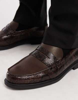 Asos Design Penny Loafers In Brown