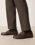 [ASOS DESIGN] ASOS DESIGN penny loafers in brown leather with snaffle 39 BROWN
