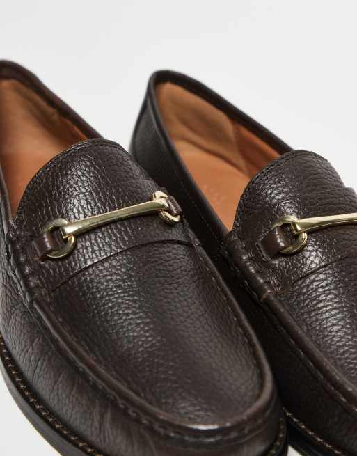 ASOS DESIGN penny loafers in brown leather with snaffles