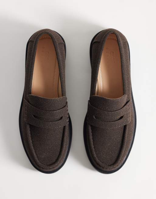 ASOS DESIGN penny loafers in brown texture, 2 of 4