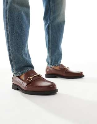 Asos Design Penny Loafers In Brown