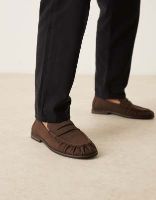 Asos Design Penny Loafers In Brown