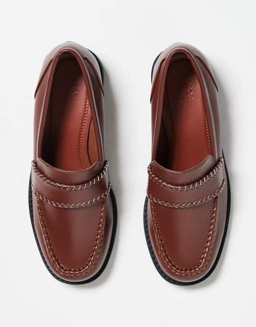 ASOS DESIGN penny loafers in brown with woven details