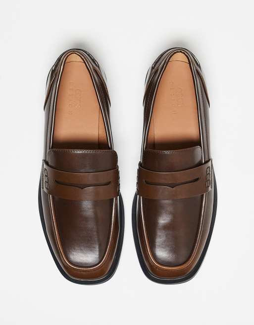 ASOS DESIGN penny loafers in brown