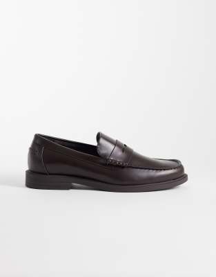 Asos Design Penny Loafers In Brown
