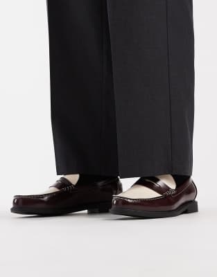  penny loafers in burgundy and cream