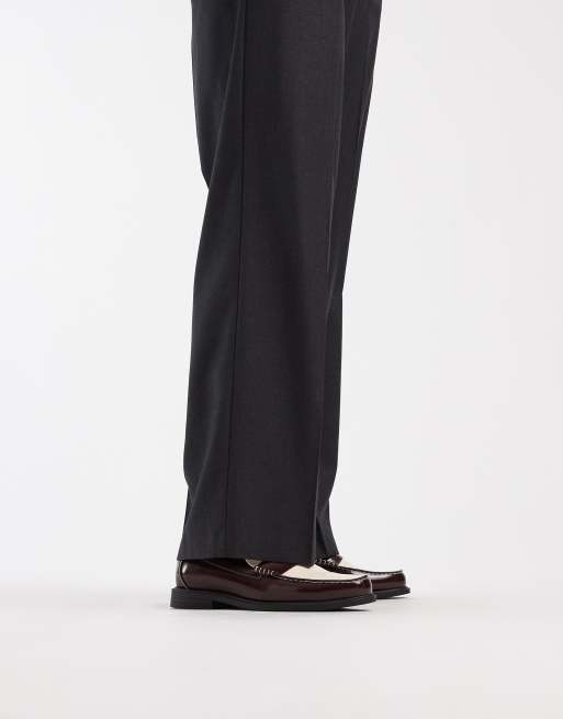 ASOS DESIGN penny loafers in burgundy and cream, 4 of 4