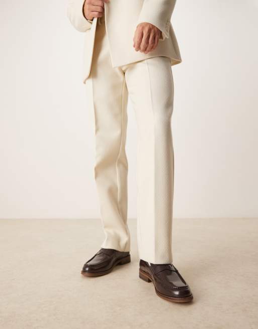 ASOS DESIGN penny loafers in burgundy leather