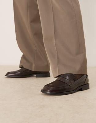 Asos Design Penny Loafers In Red