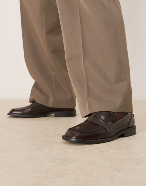 ASOS DESIGN penny loafers in burgundy - view 1
