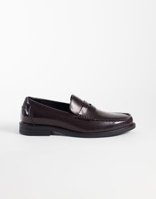 Asos Design Penny Loafers In Red
