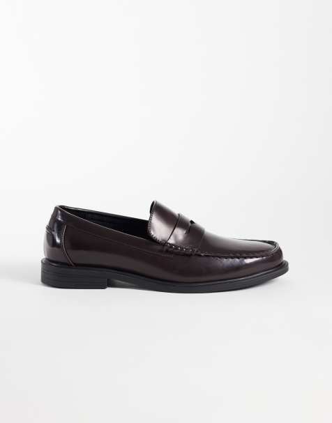 ASOS DESIGN penny loafers in burgundy - view 1