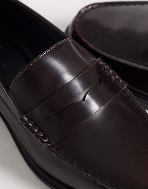 ASOS DESIGN penny loafers in burgundy, 3 of 4