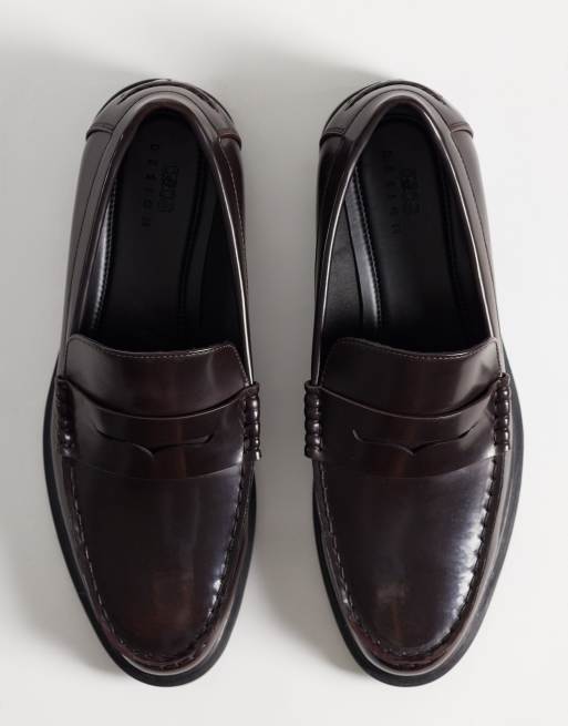 ASOS DESIGN penny loafers in burgundy, 4 of 4