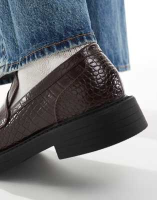 Asos Design Penny Loafers In Brown