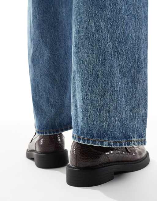 ASOS DESIGN penny loafers in faux croc
