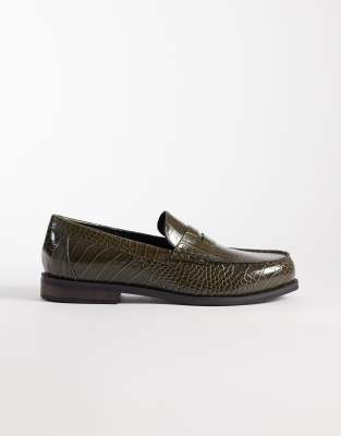 penny loafers  faux croc