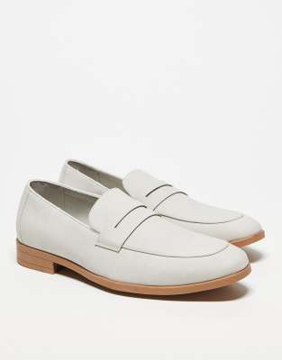 Asos Design Penny Loafers In Gray