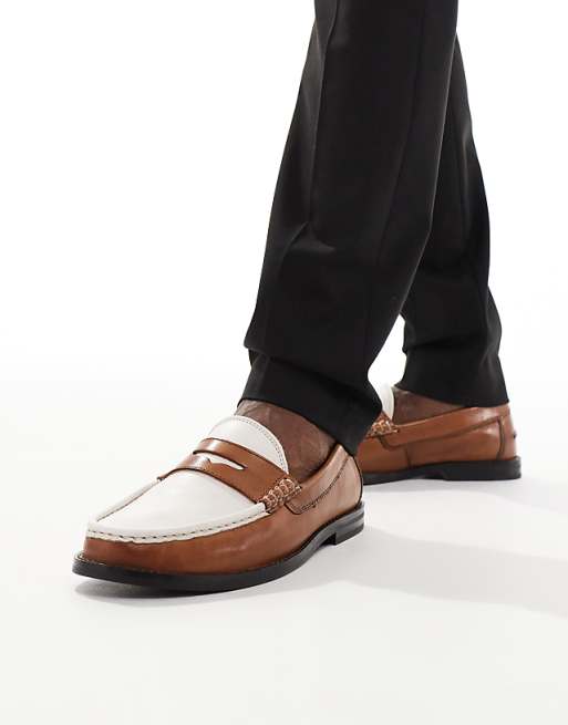 white and brown dress shoes White and Brown Leather Brogue Frost Caramel Oxford Shoes